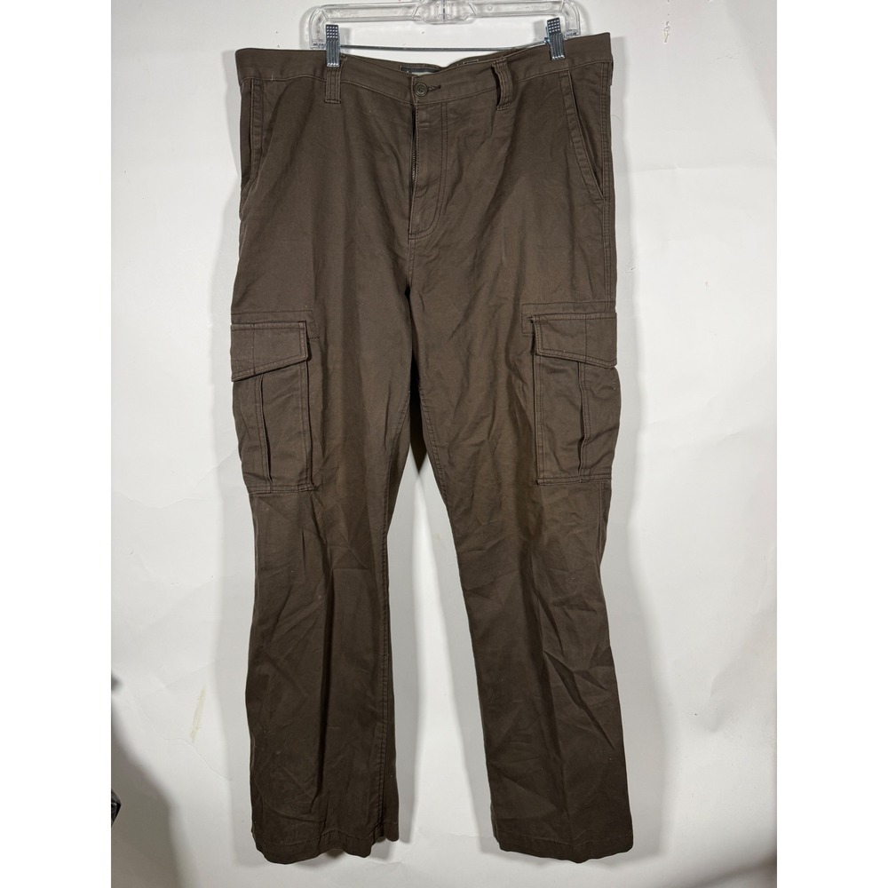 Old Navy Mens Loose Cargo Pants Brown Cotton Utility Trousers 38x32